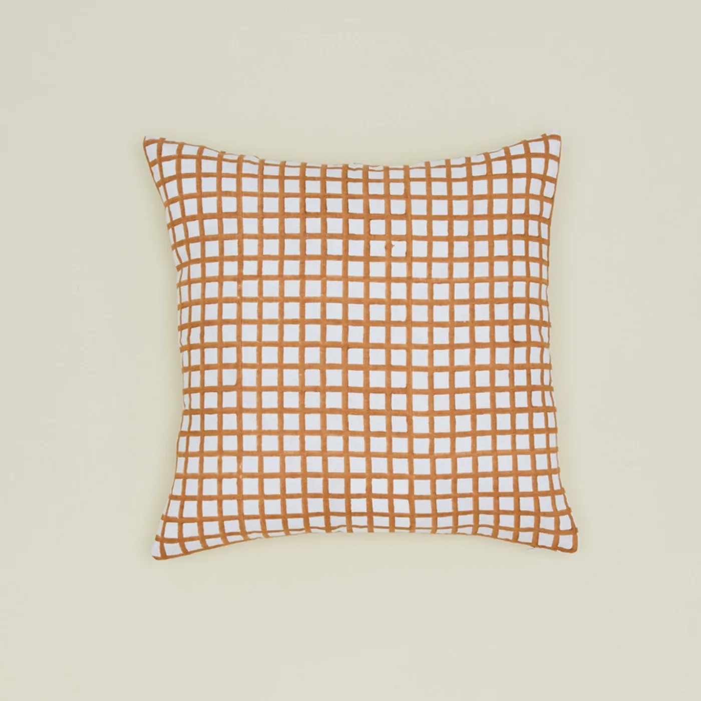 Block Printed Grid Pillow Cover