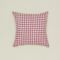 Block Printed Grid Pillow Cover