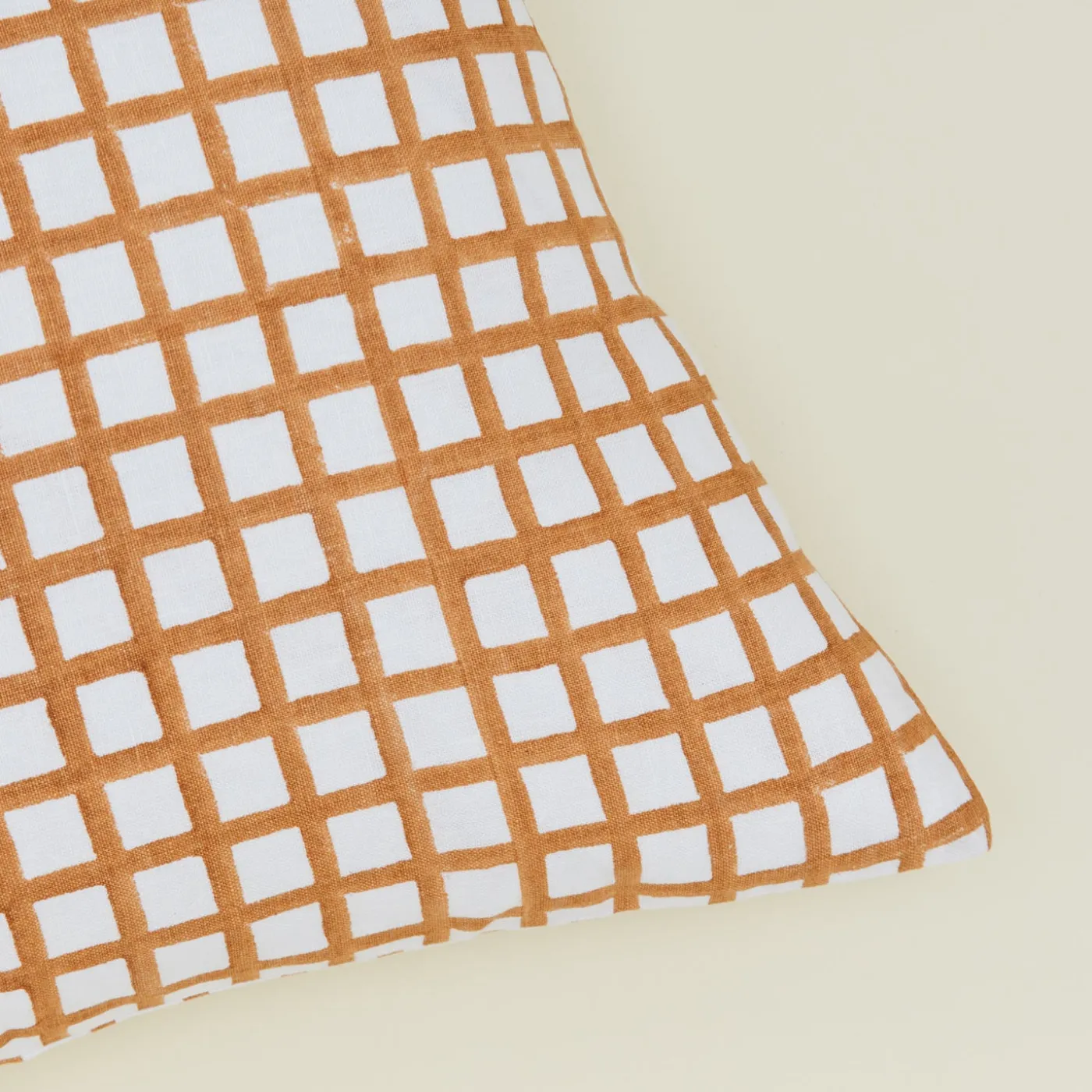 Block Printed Grid Pillow Cover