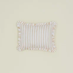 Block Printed Striped Ruffled Pillow Cover