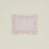 Block Printed Striped Ruffled Pillow Cover