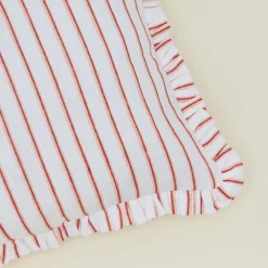 Block Printed Striped Ruffled Pillow Cover