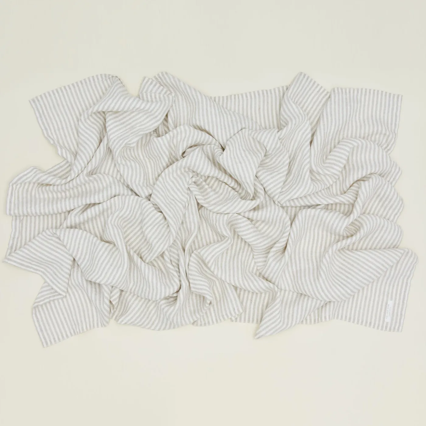 Chambray Linen Throw Blanket - White Stripe