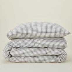 Checked Linen Duvet Cover