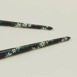 Floral Handpainted Taper Pair - Black