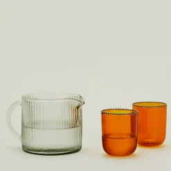 Glass Ribbed Pitcher