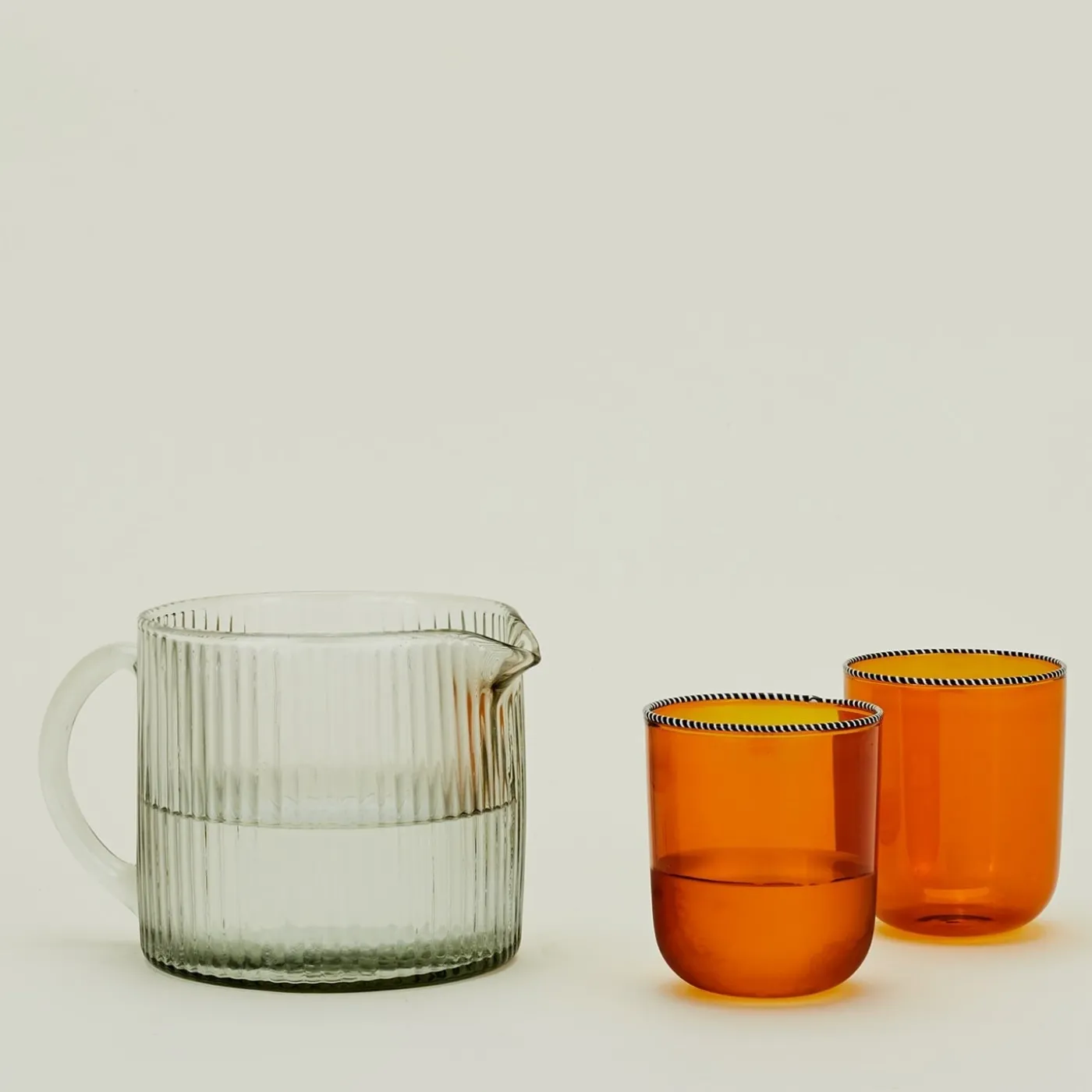 Glass Ribbed Pitcher