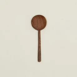 Hand Carved Walnut Large Round Spoon
