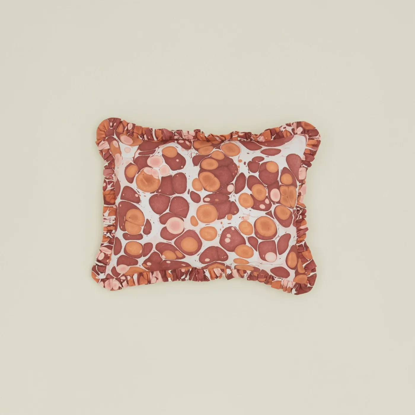 Marbled Cotton Ruffled Pillow Cover