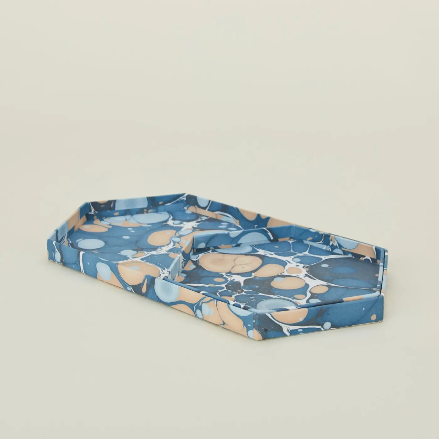Marbleized Hexagon Tray, Set of 2