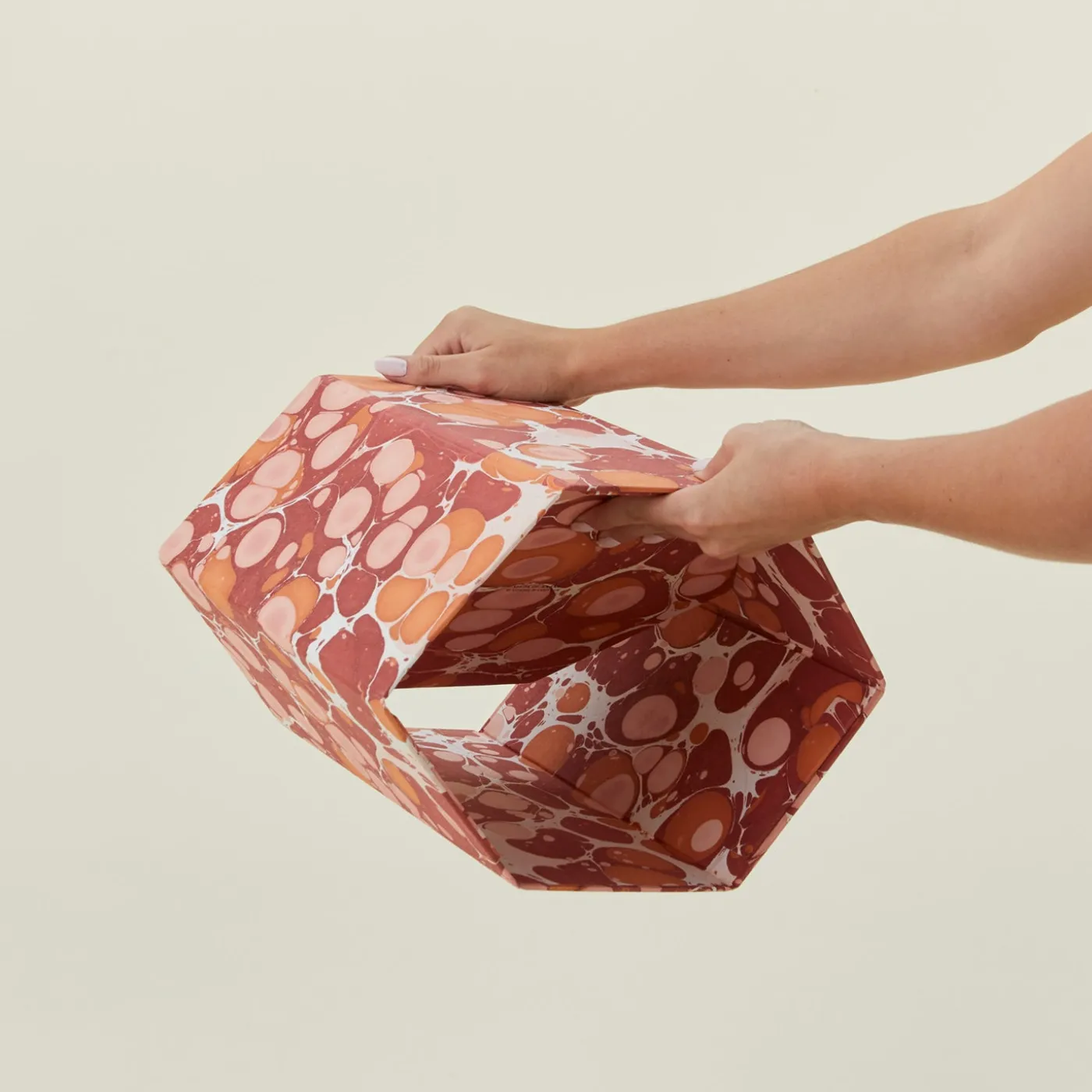 Marbleized Hexagon Wastebasket