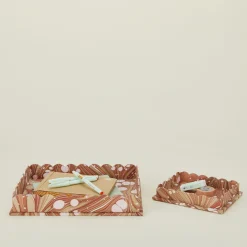 Marbleized Scalloped Tray, Set of 2