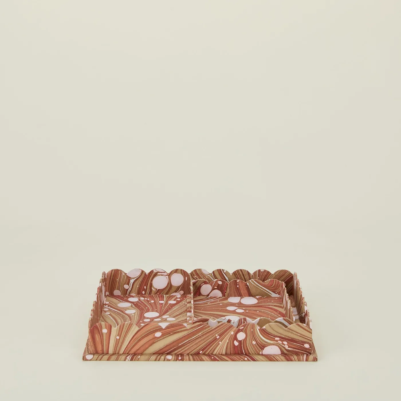 Marbleized Scalloped Tray, Set of 2
