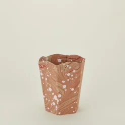 Marbleized Scalloped Wastebasket