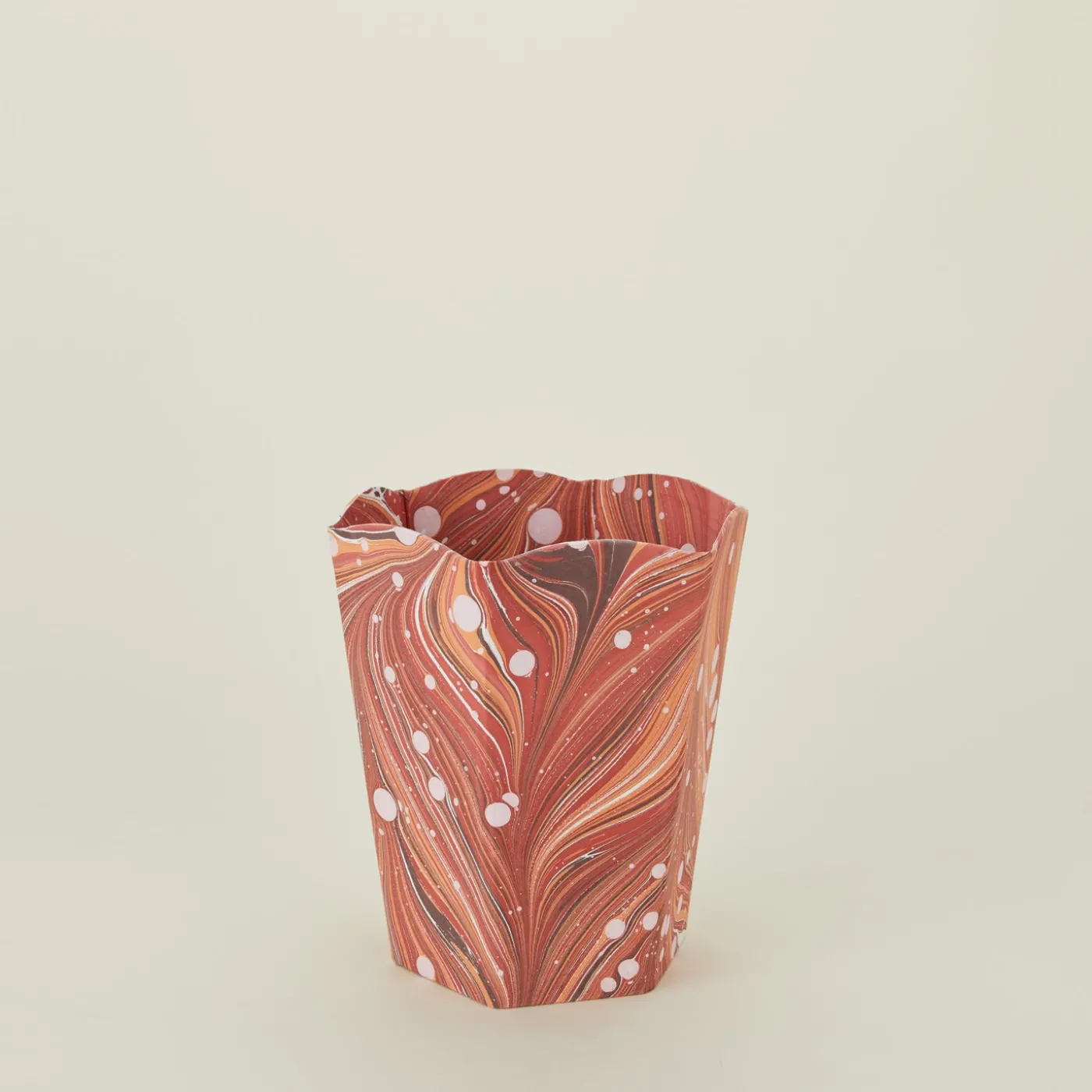 Marbleized Scalloped Wastebasket