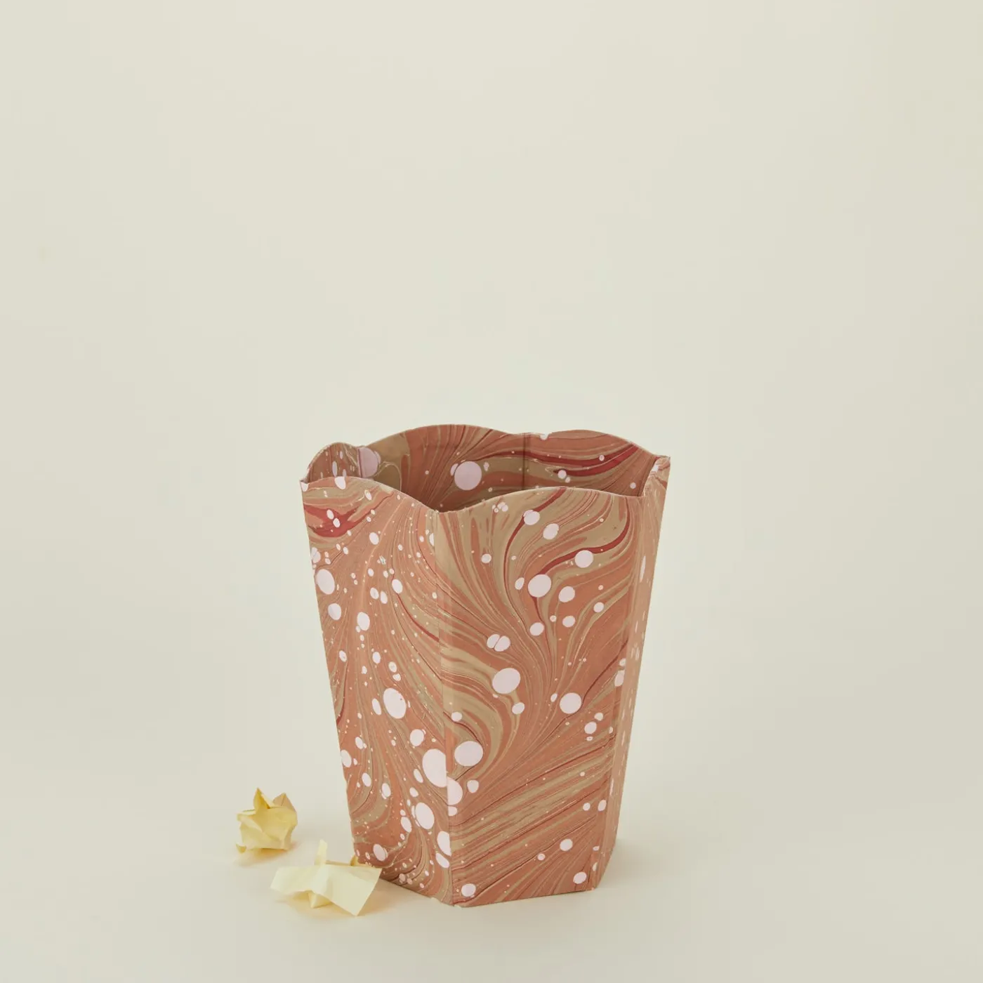 Marbleized Scalloped Wastebasket