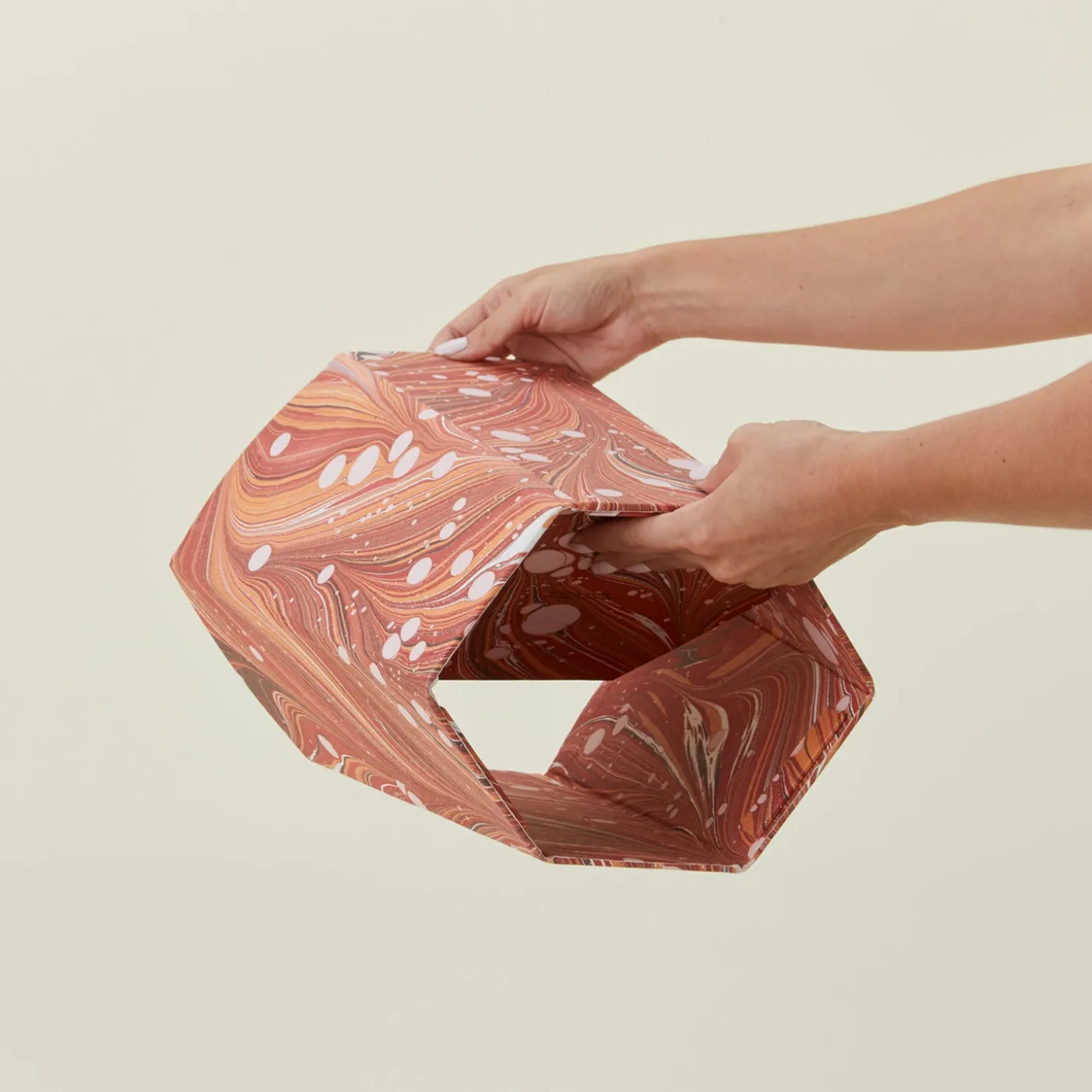 Marbleized Scalloped Wastebasket