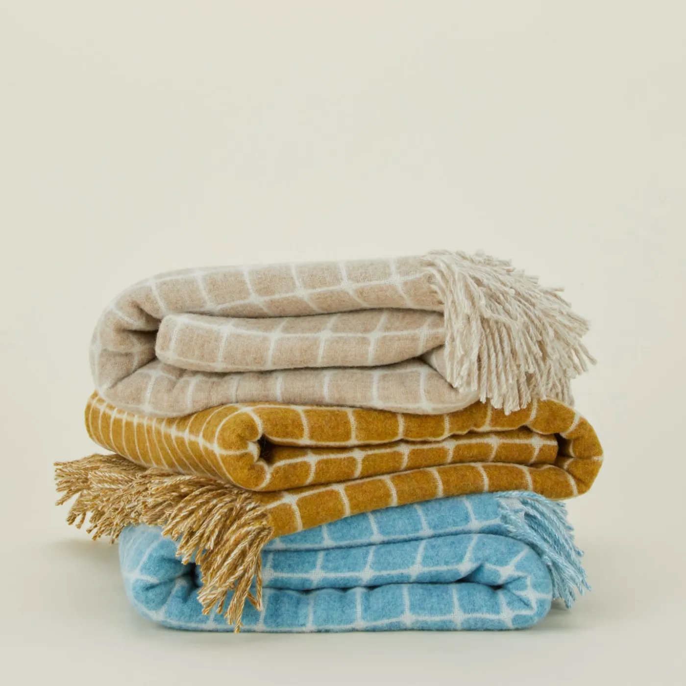 Merino Wool Check Throw