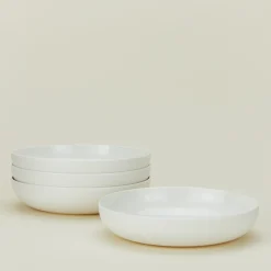 Simple Porcelain Low Bowl, Set of 4