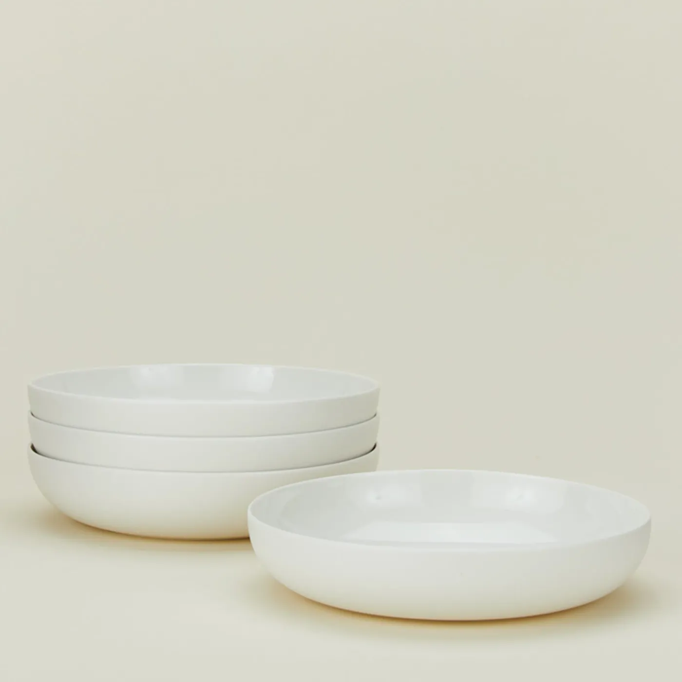 Simple Porcelain Low Bowl, Set of 4