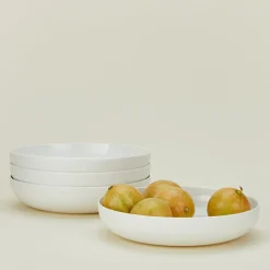 Simple Porcelain Low Bowl, Set of 4