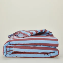 Striped + Ruffled Duvet Cover