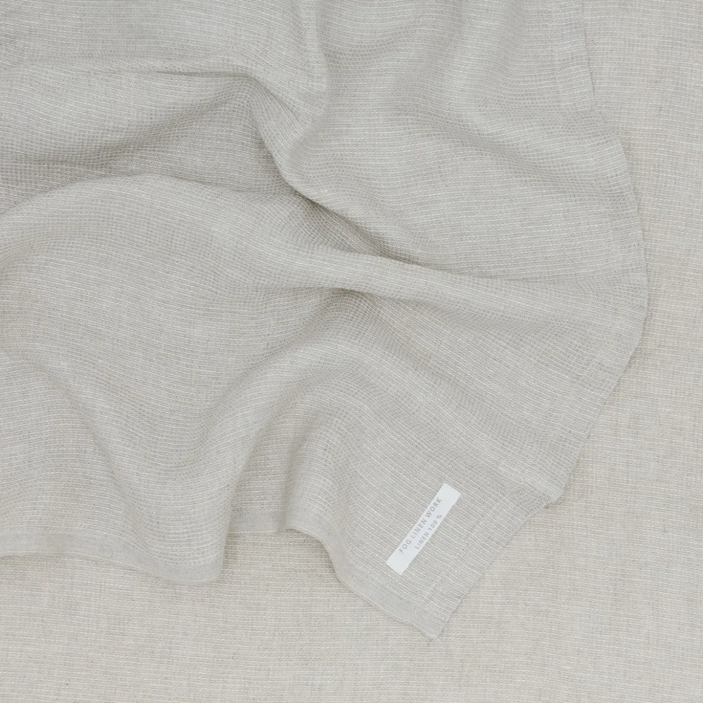 Washed Linen Waffle Throw Blanket - Natural