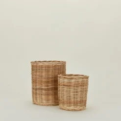 Wicker Canisters, Set of 2